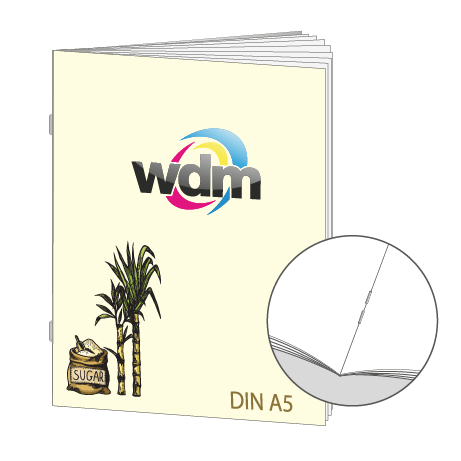 Broschüre aus Zuckerrohrpapier | DIN A5 8-Seiter | bedruckt