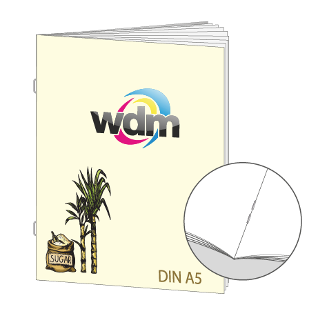Broschüre aus Zuckerrohrpapier | DIN A5 12-Seiter | bedruckt